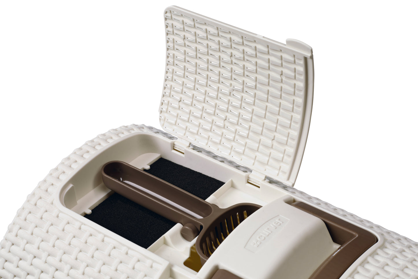 Een mooi kattentoilet voor jouw kleine vriend, dat is de Curver Kattenbak. Deze kattenbak is gemaakt van het oersterke materiaal Rattan, een hoogwaardig gevlochten kunststof. De onderkant van de kattenbak kan naar voren wordt getrokken, waardoor een plateau met gaatjes ontstaat.