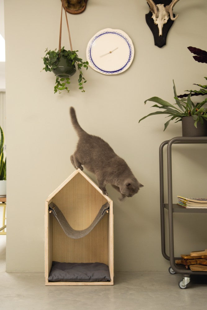 Een eigen huis, met een heerlijke hangmat om in te chillen. Wie droomt daar nu niet van? Voor jouw kat komt deze droom nu uit met het Beeztees Migo Krabmeubel. Dit houten kattenhuis is voorzien van stevig sisal en dus ideaal om de krabbehoefte op kwijt te kunnen. Op de onderste plank van het huis ligt een zacht kussentje, dus jouw kat kan zijn eigen slaapplek kiezen. Een fijne bijkomstigheid voor het baasje is dat het houten krabmeubel ook heel erg goed staat in ieder interieur.