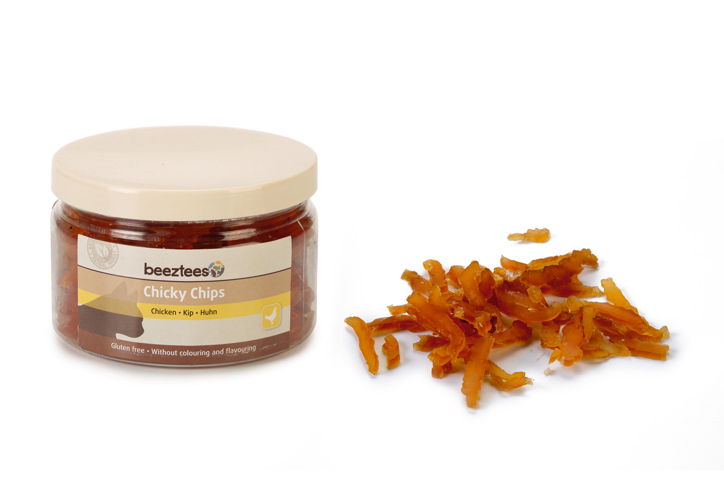 De Beeztees Chicky Chips zijn een ware delicatesse voor jouw kat. Dit natuurlijk product bevat kip, is glutenvrij en bevat geen kleur- en smaakstoffen. De stukjes kip kunnen worden gegeven als beloning of gewoon als tussendoortje. Deze snack zit in een handig potje, die afsluitbaar is. Inhoud: 75 gram