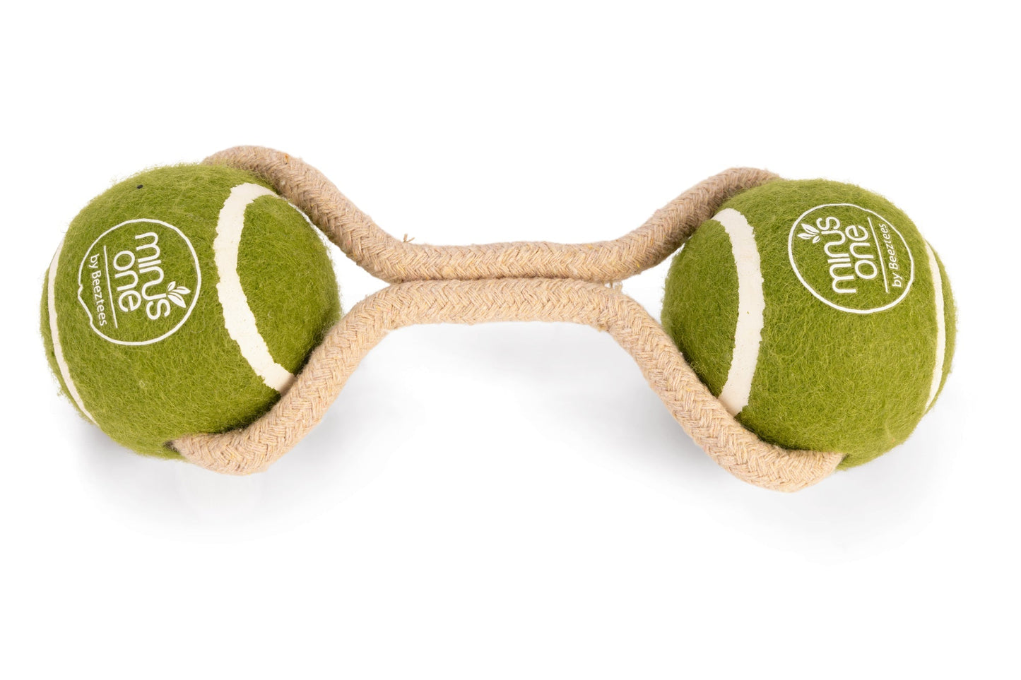 Beeztees Minus One Duo Tennisbal Koord - Hondenspeelgoed - Groen/Bruin