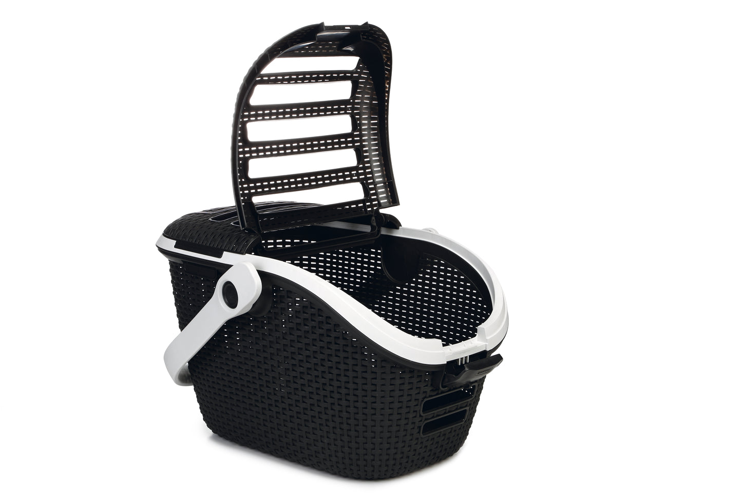 De Curver reismand, is de crème de la crème onder de reismanden. Deze schitterend uitziende reismand met bovenlader, is gemaakt van het oersterke materiaal rattan, waarmee hoogwaardig gevlochten kunststof wordt bedoeld. De mand is voorzien van een draagarm, welke gemakkelijk kan worden vastgezet in de autogordel als jouw kleine vriend bijvoorbeeld naar de dierenarts moet.