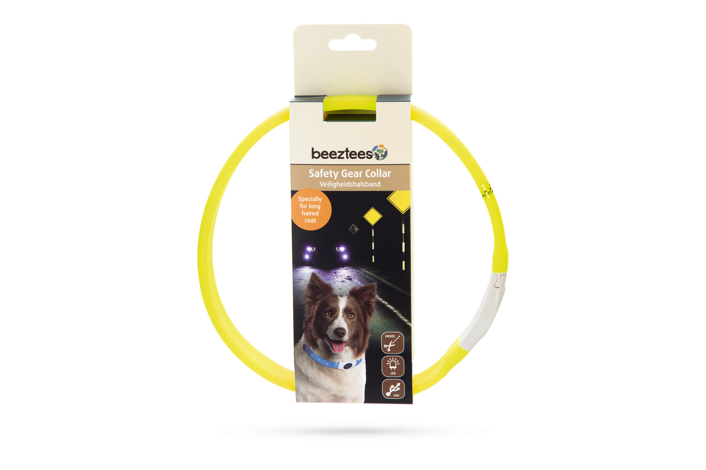 De Glowy Hondenhalsband is niet zomaar een halsband. Deze Safety Gear halsband is namelijk voorzien van verlichting en kan ook nog eens op maat worden geknipt. Het licht heeft maar liefst drie standen: 2 keer knipperend en 1 keer continue brandend. Met deze verlichting kan je ervoor zorgen dat jij en jouw hond goed zichtbaar zijn voor anderen. De halsband is regenbestendig en kan worden opgeladen met de bijgeleverde USB kabel. Geschikt voor langharige honden!