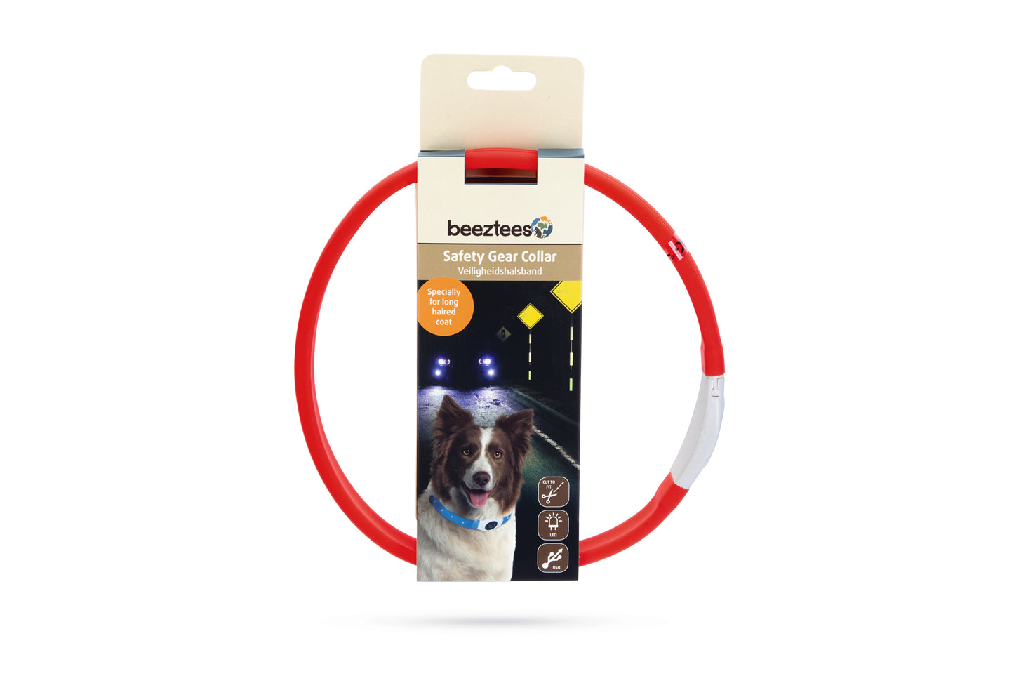 De Glowy Hondenhalsband is niet zomaar een halsband. Deze Safety Gear halsband is namelijk voorzien van verlichting en kan ook nog eens op maat worden geknipt. Het licht heeft maar liefst drie standen: 2 keer knipperend en 1 keer continue brandend. Met deze verlichting kan je ervoor zorgen dat jij en jouw hond goed zichtbaar zijn voor anderen. De halsband is regenbestendig en kan worden opgeladen met de bijgeleverde USB kabel. Geschikt voor langharige honden!