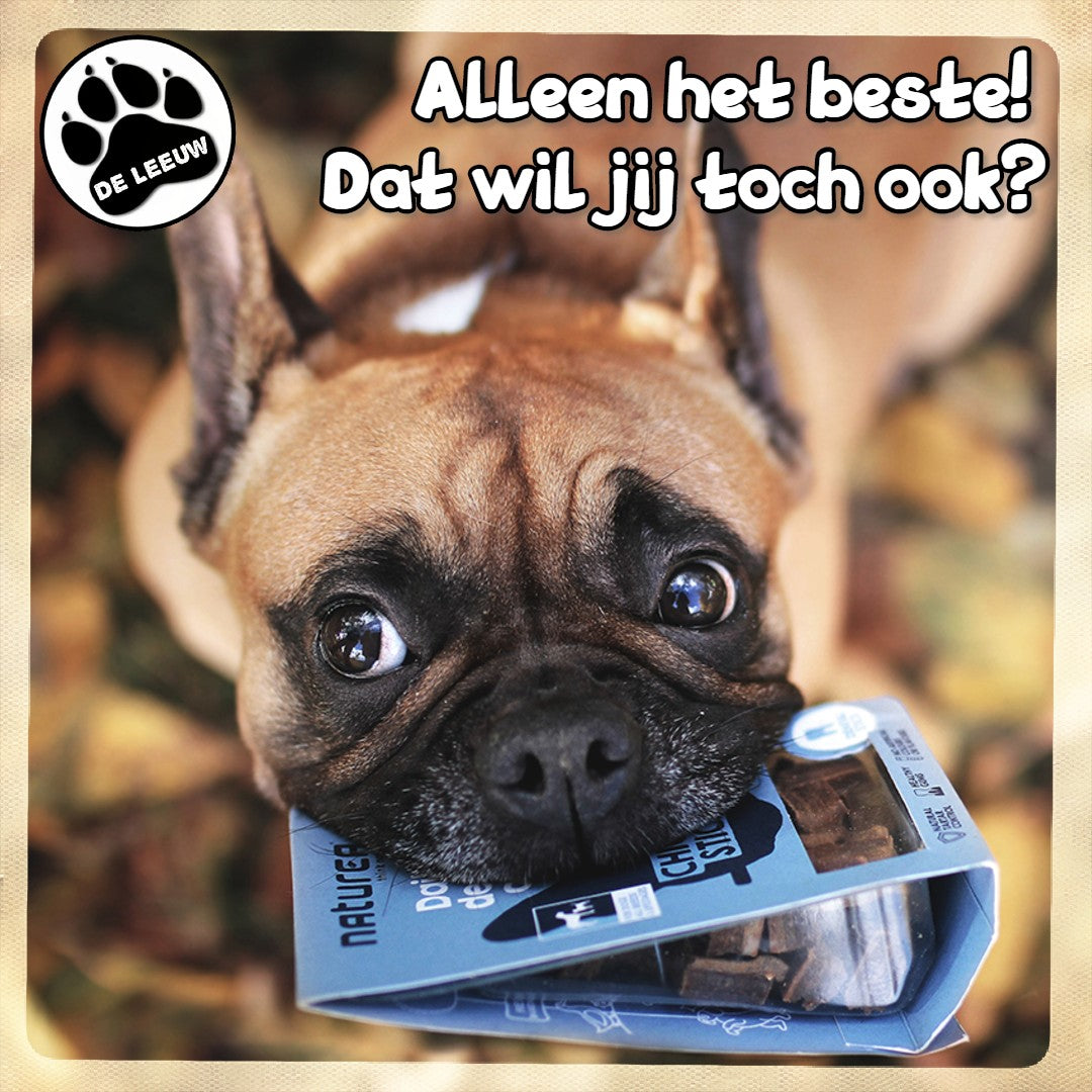 Een efficiënte dagelijkse mondhygiëne van je beste vriend is cruciaal voor zijn welzijn. De mechanische werking van onze tandheelkundige kippenstick helpt tandsteen en andere mondaandoeningen te voorkomen. Het gebruik van kippenvlees op een graanvrije stok zorgt voor een lekkere en gezonde oplossing.