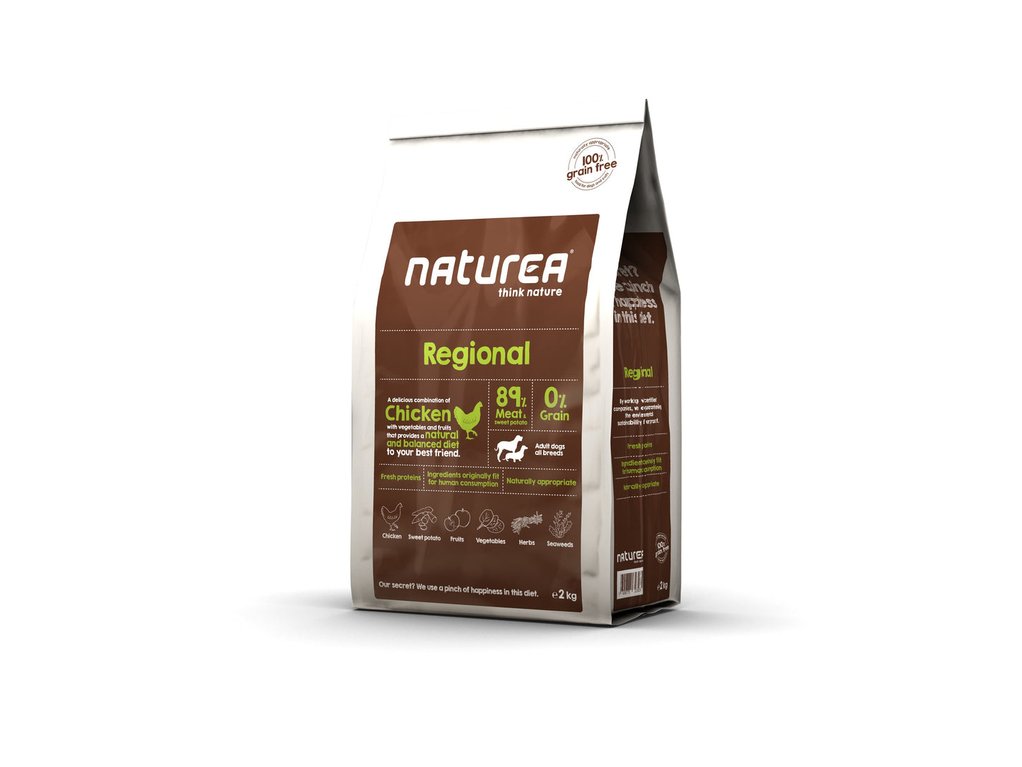 Naturea Regional volgt het Naturally Suited-concept om aan de voedingsbehoeften van alle rassen en maten volwassen honden te voldoen. Naturea Regional, ontwikkeld door dierenartsen en voedingsdeskundigen, is graanvrij en bevat een hoog percentage ingrediënten van dierlijke oorsprong, aangevuld met zoete aardappel, zalmolie, eieren, fruit, groenten en zeewier.