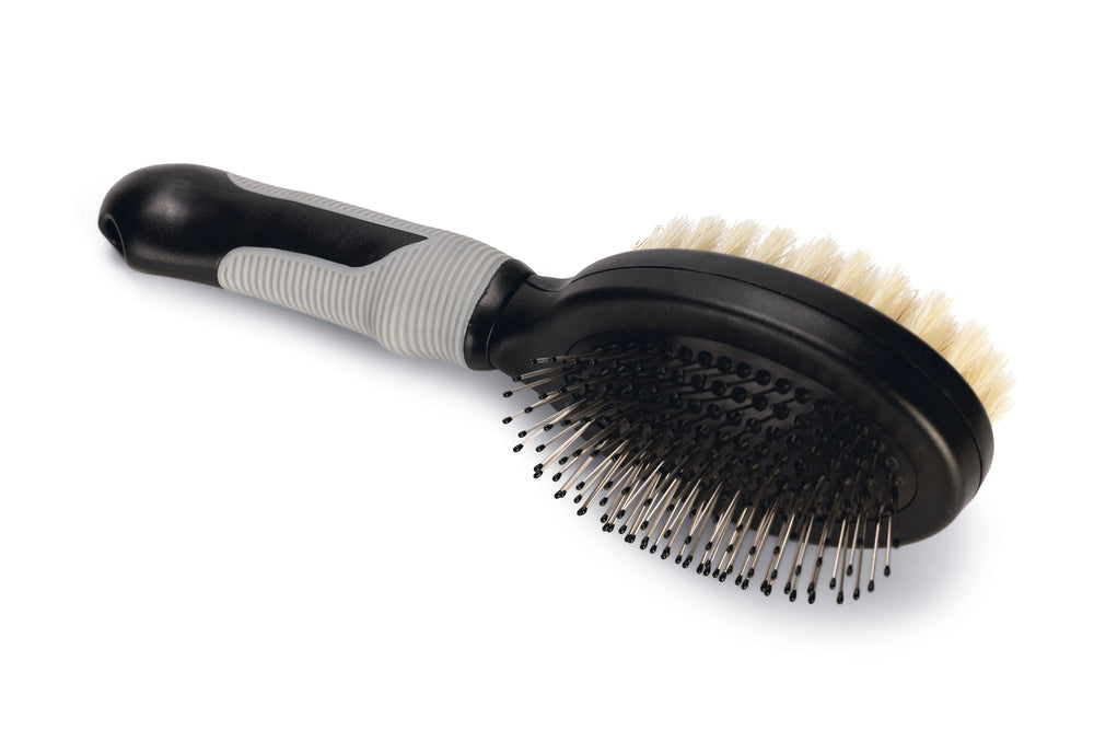 Beeztees Combi Borstel - Hondenverzorging - Zwart/Grijs - Groot - 22,5x6,5x7,5 cm