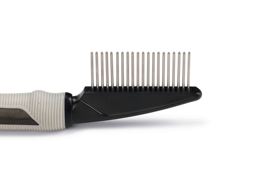 Beeztees Verzorgingskam Roterende Tanden - Hondenverzorging - Grof - Zwart/Grijs - 21x5,5x3 cm